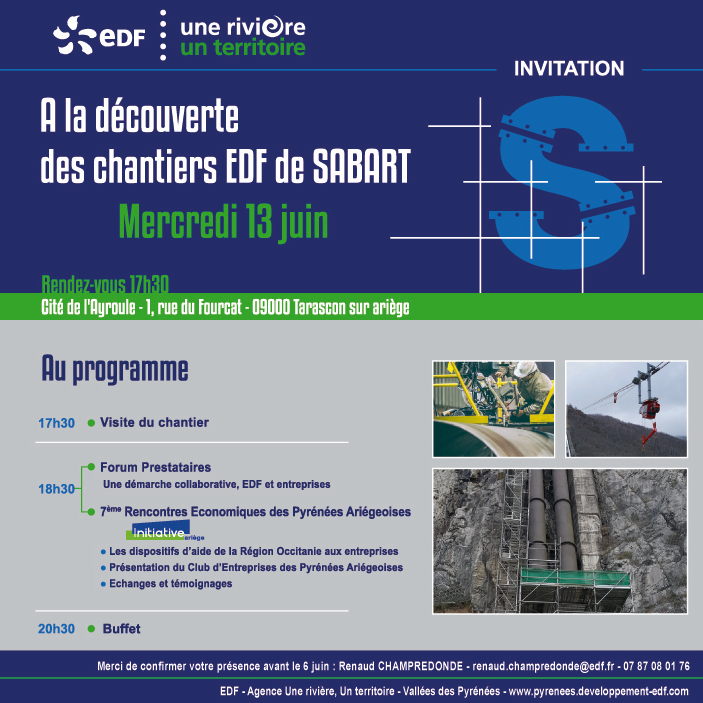 invitation à la découverte des chantiers de Sabart - juin 2018